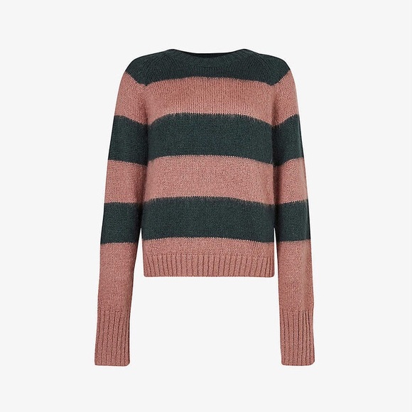 All Saints Lou Sweater in Moss Green/Rose XS - Picture 2 of 10